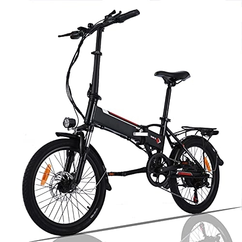 Electric Bike : 20" Electric City Bike Folding Ebike, Adult Electric Bicycle with 250W Motor, 36V 8A Removable Lithium-ion Battery, Shimano 7 Speed Transmission Gears (Black)