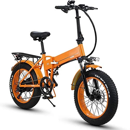 Electric Bike : 20 Inch Folding Electric Bike 350w 48v 10ah / LG Li-ION Battery 5 Levels, Orange