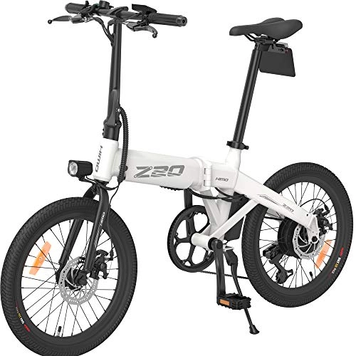 Electric Bike : 20 Inch Tire, HIMO Z20 Folding Electric Bike for Adult, Max 80km Range, Removable Large Capacity Battery, 250W DC Motor, Shimano 6-speed Transmission Smart Display Dual Disc Brake 250W 36V 10AH (White)