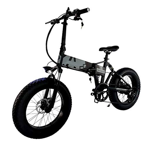 Electric Bike : 20 inches Fat tire Electric Mountain Bike Mini Variable speed Snowfield Electric car Adult battery car 350w 36v 10AH black
