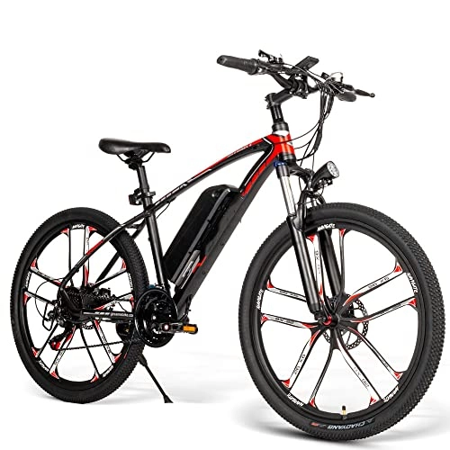 Electric Bike : 2022 Update-Sambike 26'' Electric Bike for Adult, 250W Powerful Electric Bicycle with 48V 10.4Ah Removable Lithium-Ion Battery, Professional Mountain Bike E-Bike 21 Speed Gears(Black)