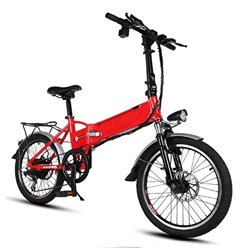 Electric Bike : 20Inch Folding Electric Bike 250W Intelligent Disc Brake Mountain Bike with Removable 48V 10AH Lithium-Ion Battery, Red
