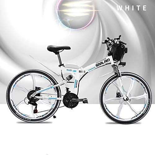 Electric Bike : 21 Speed Mountain Bike Electric Bicycle 48V 350W 10Ah Electric Vehicle 48 Volt 350 Watt Motor, White, 26inch