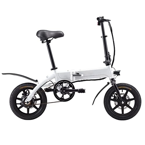 Electric Bike : 250W Electric Bike Foldable for Adults Lightweight 14 Inch Aluminum Alloy Disc Electric Bicycle 36V Lithium Electric Bike (Color : Silver white, Size : Single speed)