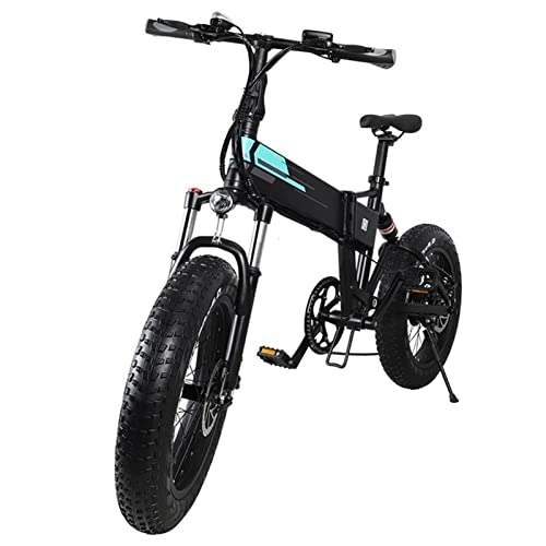 Electric Bike : 250W Electric Bike Foldable Lightweight 20 Inch Fat Tire Folding Electric Moped Bike Three Riding Modes Electric Bicycle Outdoor E Bike (Color : Black)
