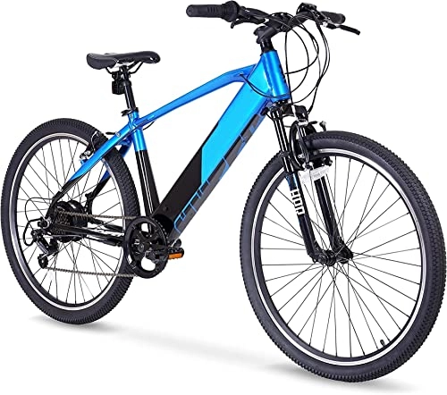 Electric Bike : 26” Electric Bike with 36V 7.8Ah Integrated Battery Aluminium Frame Front Suspension - Black / Blue