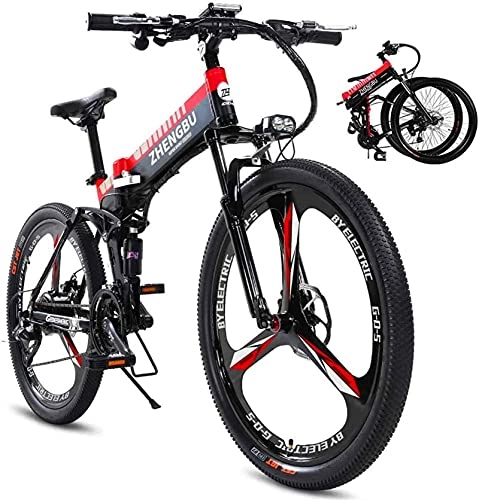Electric Bike : 26" Electric Bikes for Adult, 400W Magnesium Alloy All Terrain, 48V 10AH Lithium-Ion Battery Professional MTB Electric Bicycle for Mens (Color : Red 2) (Color : Red 1)