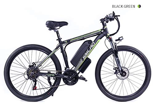 Electric Bike : 26'' Electric Mountain Bike, Electric Bike MTB Dirtbike with Large Capacity Lithium-Ion Battery (36V 10AH 350W), 21 Speed Gear And Three Working Modes, Green