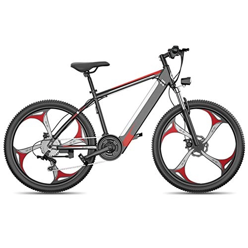 Electric Bike : 26'' Electric Mountain Bike Fat Tire E-Bike Sports Mountain Bikes Full Suspension with 27 Speed Gear And Three Working Modes, Disc Brakes, for Outdoor Cycling Travel Work Out, Red