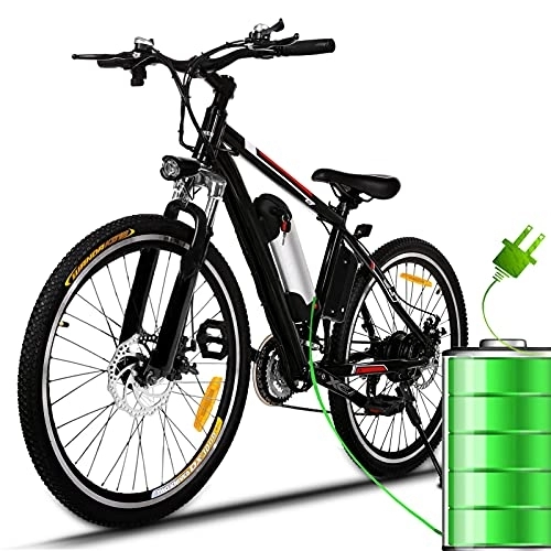 Electric Bike : 26” Electric Mountain Bike for Adults Folding Electric Bike, 36V 8AH Removable Battery 250W Motor, 21-Speed E Bike Electric Commuter Mountain Bike (Black)