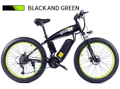 Electric Bike : 26'' Electric Mountain Bike, Large Capacity Lithium-Ion Battery (48V 13AH 350W), 21 Speed Gear And Three Working Modes Beach Cruiser Sports Mountain Bikes Mechanical disc brakes, Green