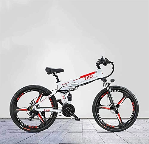 Electric Bike : 26 Inch Adult Foldable Electric Mountain Bike, 48V Lithium Battery, With Oil Brake Aluminum Alloy Electric Bicycle, 21 Speed (Color : A)
