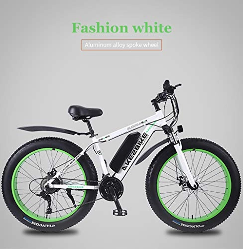 Electric Bike : 26 inch e-bike 10Ah EU-compliant pedelec incl. 350W motor, lithium-ion battery, 27 speed gear shift aluminium frame E-Citybike Headlights Suitable for Teenagers Outdoor Fitness City Commuting, Green