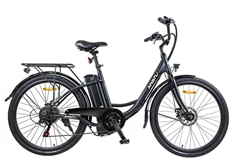 Electric Bike : 26 inch electric bicycle for men and women, e-bike city bike with Shimano 6-speed gears, 250 W motor and 12.5 Ah battery