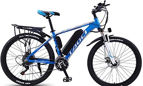 Electric Bike : 26-Inch Electric Bike Adult Electric Car Removable Lithium Battery Booster Mountain Bike Off-Road All-Terrain Vehicle for Men And Women (Color : Blue, Size : 10AH65 km)