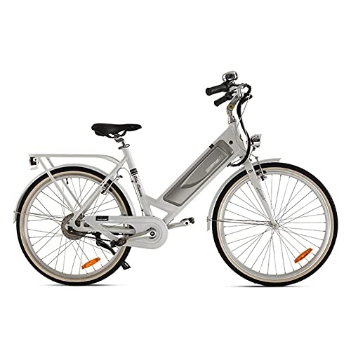 Electric Bike : 26 inch Women's City Electric Bike 350W Lady Ebike 48V / 7.5Ah Li-ion Battery Electronic Bicycle 25km / h (Color : White)