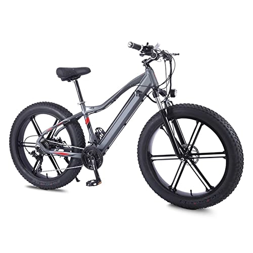 Electric Bike : 750W Electric Bike for Adults 26 * 4.0 Inch Fat Tire Electric Mountain Bicycle 48V 10.4A E Bike 27 Speed Snow EBike (Color : Dark Grey, Number of speeds : 27)