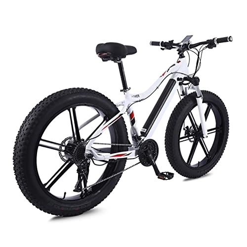 Electric Bike : 750W Electric Bike for Adults 26 * 4.0 Inch Fat Tire Electric Mountain Bicycle 48V 10.4A E Bike 27 Speed Snow EBike (Color : White, Number of speeds : 27)