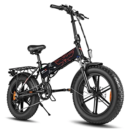 Electric Bike : 750W Folding E bikes for Adults 25 Mph Electric Bike 20 Inch Fat Tires 48v 12.8ah Lithium Battery Electric Mountain Bike 2 Seats (Color : Black)