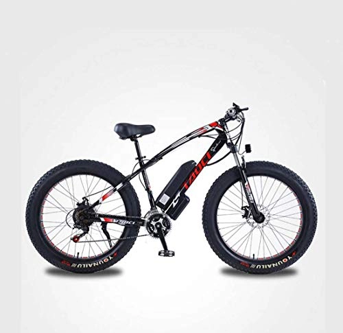 Electric Bike : Adult 26Inch Electric Fat Tire Mountain Bike, 48V Lithium Battery Electric Snow Bicycle, With LCD Display / Anti-Theft Lock / Tool / Fender, B