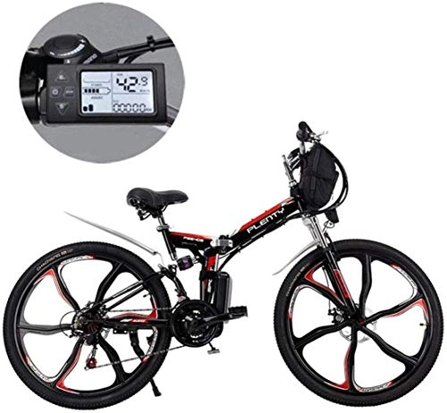 Electric Bike : Adult-bcycles BMX Electric Mountain Bikes, 24 / 26 Inch 21 Speed Removable Lithium Battery Mountain Electric Folding Bicycle With Hanging Bag Three Riding Modes ( Color : 12ah / 576Wh , Size : 24 inch )