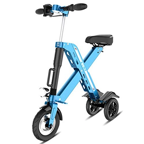 Electric Bike : Adult Electric Bicycle Folding Portable Aluminum Alloy Small Men And Women Electric Tricycle 350W Strong Motor Cruising. JIAJIAFUDR (Color : Blue)