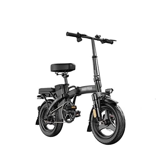 Electric Bike : Adult Electric Bicycles 14 Inch Folding Electric Bicycle Aluminum Alloy Ultra-Light Portable Battery Lithium Battery Double Shock Absorption E Bike