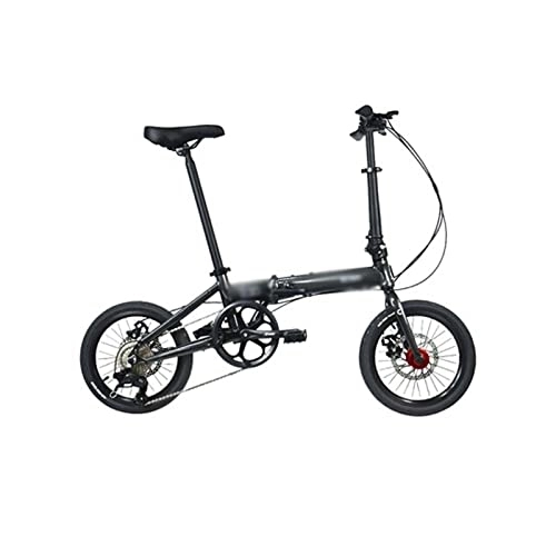Electric Bike : Adult Electric Bicycles 16 Inch Folding Bike Foldable Bicycle Aluminum Alloy 8 Variable Speed Portable Disc Brake Free Installation (Black)