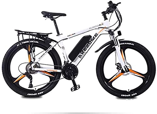 Electric Bike : Adult Electric Mountain Bike, 36V Lithium Battery 27 Speed Electric Bicycle, High-Strength Aluminum Alloy Frame, 26 Inch Magnesium Alloy Wheels (Color : A, Size : 30KM)