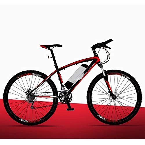 Electric Bike : Adults Electric Assist Bicycle, 21 Speed with Helmet 26 Inch Travel Electric Bicycle Dual Disc Brakes Gear Mountain E-Bike Up To 130 Kilometers, Red, B