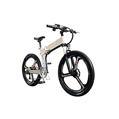 Electric Bike : Adults Electric Bike, with 400W Motor 26'' Folding Mountain E-bike Hidden Removable Lithium Battery Dual Disc Brakes City Electric Bike Unisex, Gold