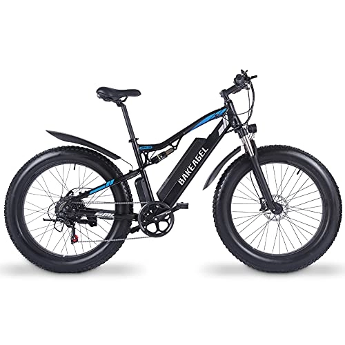 Electric Bike : BAKEAGEL Electric Mountain Bike 48V 1000W Adult Fat Tire Mountain Bike with XOD Front and Rear Hydraulic Brake System, Detachable Lithium Ion Battery
