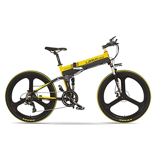 Electric Bike : bicycle Mountain bike XT750-E 26 Inch Folding Electric Bike, Front & Rear Disc Brake, 48V 400W Motor, Long Endurance, with LCD Display, Pedal Assist Bicycle