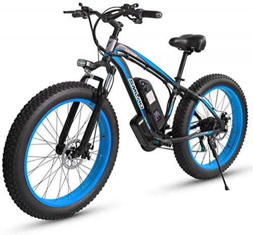 Electric Bike : Bike, Electric Mountain Bike for Adults, 500W 26'' Fat Tires Electric Bicycle with Removable 48V 15AH Lithium-Ion Battery, 27-Speed Gear Shifter - All Terrain Ebike (Color : Red) ( Color : Blue )