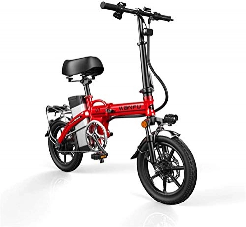Electric Bike : Bike, Fast Electric Bikes for Adults 14 inch Wheels Aluminum Alloy Frame Portable Electric Bicycle Safety for Adult with Removable 48V Lithium-Ion Battery Powerful Brushless Motor ( Color : Red )
