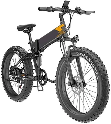 Electric Bike : Bike, Folding Electric Bike for Adults E-Bike 26-Inch Tires Mountain Electric Bike, Foldable Bicycle Adjustable Height Portable with LED Front Light, 400W Watt Motor 7 Speeds Shift Electric Bike