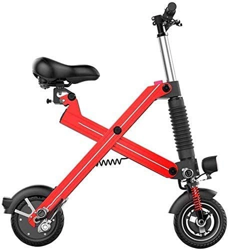 Electric Bike : BXZ Folding Electric Bicycle, Aluminum Alloy Frame Two-Wheel Mini Pedal Electric Car Maximum Speed 25 Km / H Adult Mini Electric Car, for Outdoors Adventure, Red