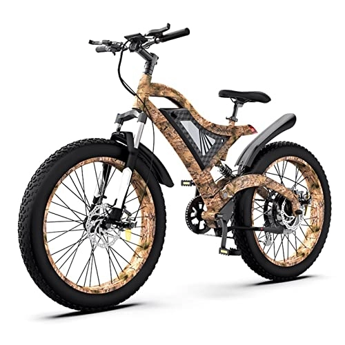 Electric Bike : bzguld Electric bike Electric Bike for Adults 1500w 300 Lbs 31 Mph Mountain Electric Bicycle 48v 15ah Removable Lithium Battery 26 * 4.0 Inch Fat Tire Beach Ebike (Color : 1500W)