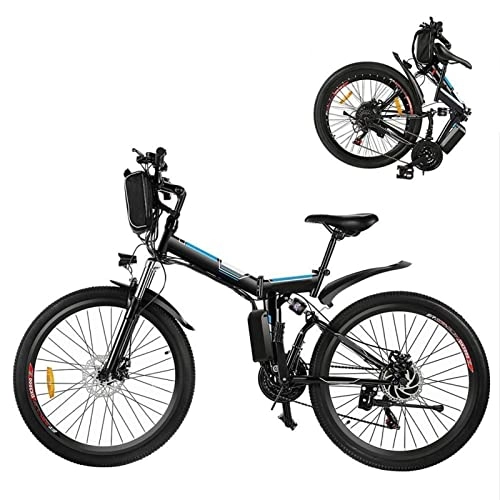 Electric Bike : bzguld Electric bike Electric Bike for Adults, Lightweight Ebike with 36V 8AH Removable Li-Battery, 26 Inch Folding 21-Speed Electric Bicycles with Pedals 15.5 MPH 2 Riding Modes (Color : Black)