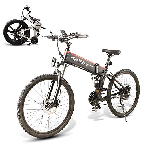 Electric Bike : CAMTOP Electric Bikes for Adults Mountain Bike Men Women All Terrain 26" Foldable Aluminum alloy suspension frame 500W Brushless Motor 48V / 10Ah Removable Lithium-Ion Battery (Black spoke rim)