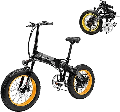 Electric Bike : CASTOR Electric Bike 1000w 48V Electric Mountain Bicycle 20inch Fat Tire EBike Beach Cruiser Men Sports Electric Bicycle, yellow