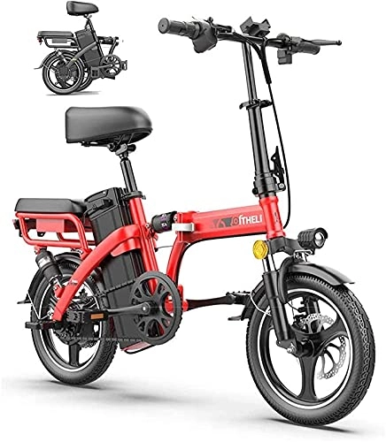 Electric Bike : CASTOR Electric Bike 14" Folding Electric Bike Electric Bicycle Adjustable Lightweight Alloy Frame EBike with 48V 350W HighSpeed Motor for Adults for Sports Cycling Travel Commuting