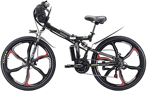 Electric Bike : CASTOR Electric Bike 26'' Folding Electric Mountain Bike, 350W Electric Bike with 48V 8Ah / 13AH / 20AH LithiumIon Battery, Premium Full Suspension And 21 Speed Gears