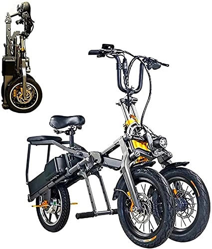 Electric Bike : CASTOR Electric Bike 350W bike, 14'' Electric Bike, 48V Electric Mountain Bicycle, 30KM / H Adults bike with Lithium Battery, Hydraulic Oil Brake, Inverted ThreeWheel Structure Electric Bicycle