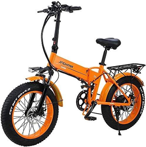 Electric Bike : CASTOR Electric Bike Beach and Snow Folding Electric Bicycle, 20Inch Big Fat Tire 48V500W, 12.8AH Lithium Battery, Adult Male OffRoad Mountain Bike