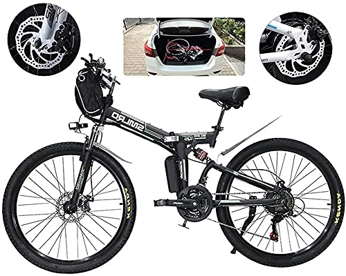 Electric Bike : CASTOR Electric Bike EBike Folding Electric Mountain Bike, 500W Snow Bikes, 21 Speed 3 Mode LCD Display for Adult Full Suspension 26" Wheels Electric Bicycle for City Commuting Outdoor Cycling