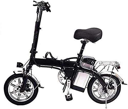 Electric Bike : CASTOR Electric Bike Fast Electric Bikes for Adults 14 Inch Folding Electric Bicycle, Lithium Battery Electric Bike with LED Light For Men, Women& Kids Max Speed 4050KM / H Mileage 5060KM 350W 48V