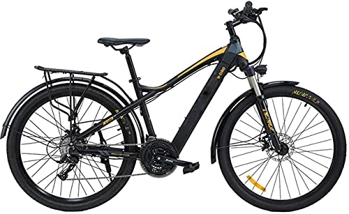 Electric Bike : CASTOR Electric Bike Mountain Electric Bike, 27.5 Inch Travel Electric Bicycle Dual Disc Brakes with Mobile Phone Size LCD Display 27 Speed Removable Battery City Electric Bike for Adults