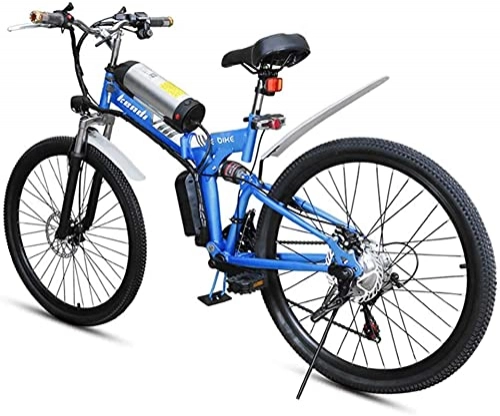 Electric Bike : CCLLA Folding electric bicycle, 26-inch portable electric mountain bike high carbon steel frame double disc brake with front LED light 36V / 8AH