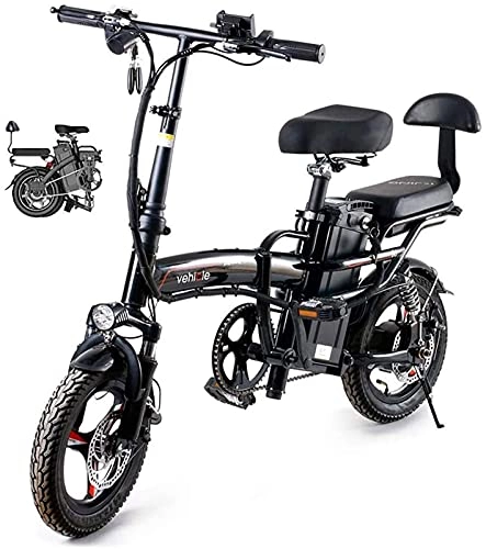 Electric Bike : CCLLA Folding Electric Bike 14 Inch 48V E-Bike City Bicycle for Adults, Adjustable Lightweight Alloy Frame Foldable E-Bike with LCD Screen, 400W Motor